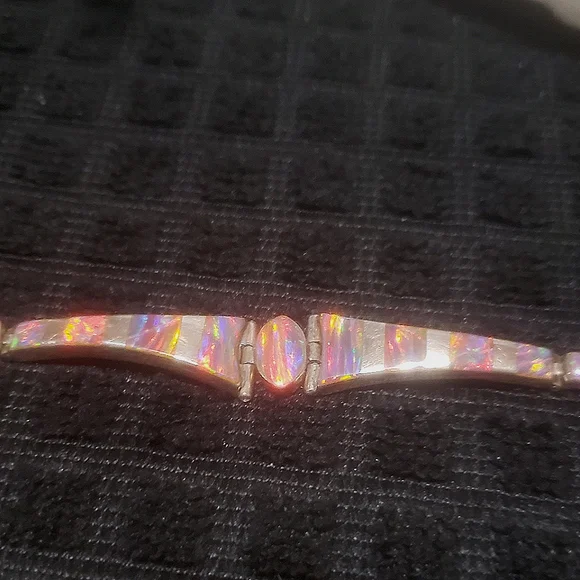 Mexico Sterling Silver Handcrafted Brown Opal Bracelet - Picture 11 of 13